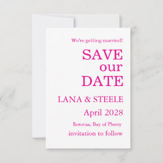 INVITATION SAUVER NOTRE DATE MARIAGE BLANC SIMPLE ÉLÉGANT MOD