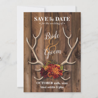 Invitation Sauvez la date avec un mariage romantique de bois