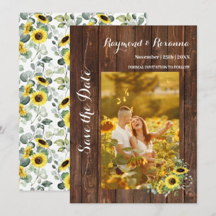 Invitation Sauvez la date Pays Fleurs de soleil vertes