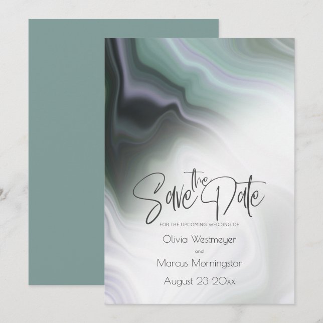 Invitation Sauvez la date | Résumé Violet Pâle Sage Poussiére (Devant / Derrière)
