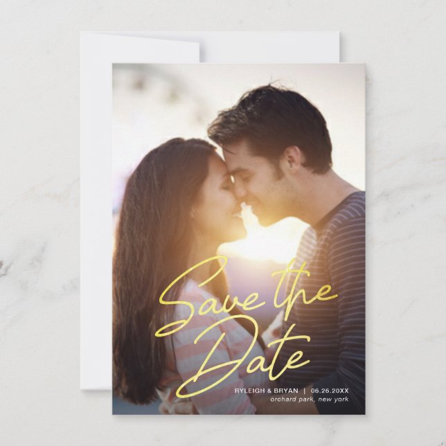 Invitation Sauvez le manuscrit manuscrit doux d'été de date (Devant)