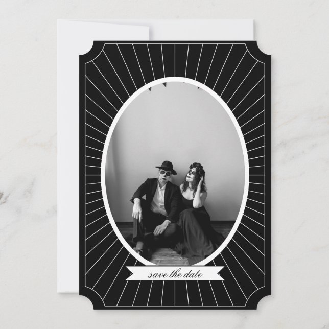 Invitation SAVE DATE Gothique Squelette Tarot Mariage B&W (Dos)