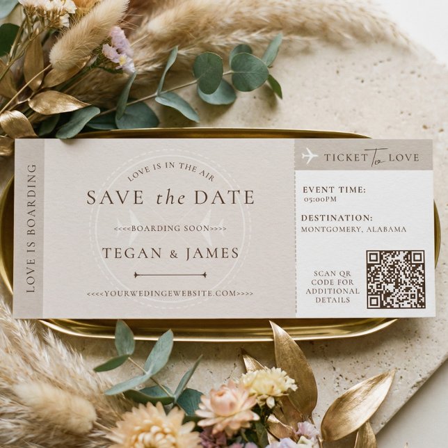Invitation Save the Date Boarding Pass Wedding Plane Ticket (Save the Date Boarding Pass Wedding Plane Ticket Invitation)