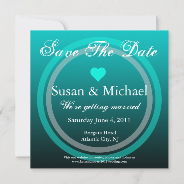 Invitation Save The Date Cercle Bleu Océan Coeur (Devant)