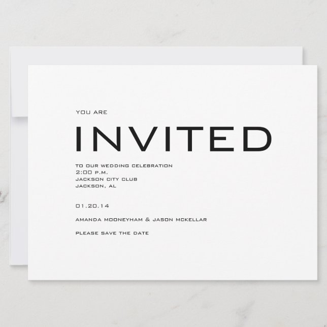 Invitation 'Save the Date' contemporaine (Devant)