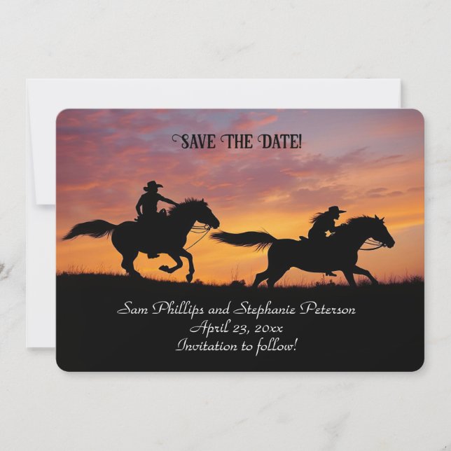 Invitation Save the Date Country Western Cowboy Cowgirl  (Devant)