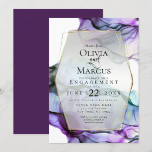 Invitation Save the date   Encre d'aquarelle violette vive