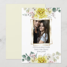 Save the date | Fleurs de pivoine jaune soleil