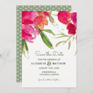 Invitation Save the date. Fuchsia Green Floral Mariage