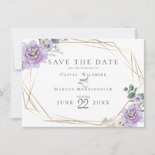 Invitation Save the date   Lavande Aquarelle Peony Flower