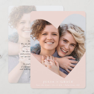 Invitation SAVE THE DATE lgbtq moderne photo cadre coeur blus