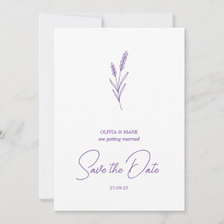 Invitation save the date minimalist elegant writing lavender