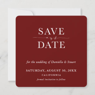 Invitation SAVE THE DATE moderne minimaliste élégant rouge bo