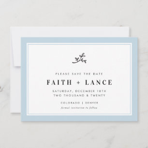Invitation SAVE THE DATE moderne sprig simple bordure bébé bl