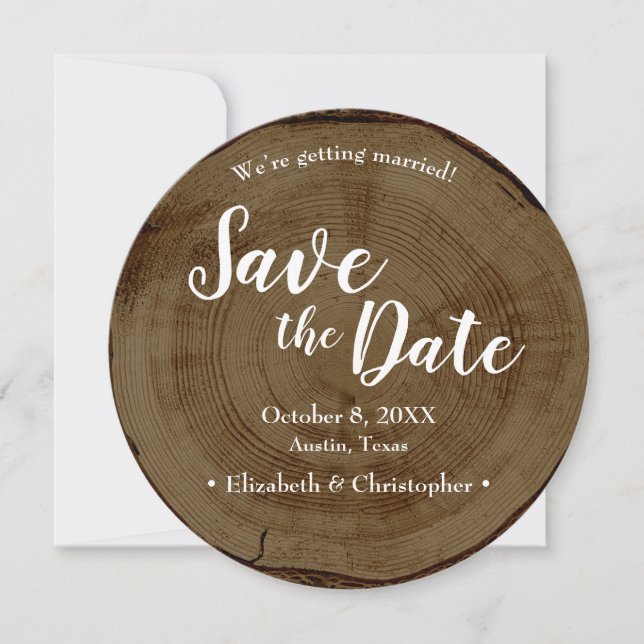 Invitation Save the date photo DARK Wood Rustic Wedding  (Devant)