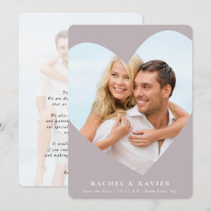 Invitation SAVE THE DATE photo moderne cadre coeur champignon