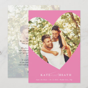 Invitation SAVE THE DATE photo moderne élégant coeur rose
