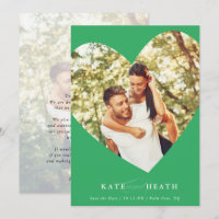 SAVE THE DATE photo moderne élégant coeur vert