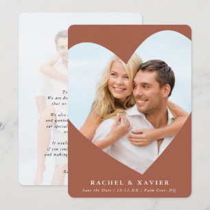 Invitation SAVE THE DATE photo moderne mignon cadre coeur mar