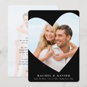 Invitation SAVE THE DATE photo moderne mignon cadre coeur noi