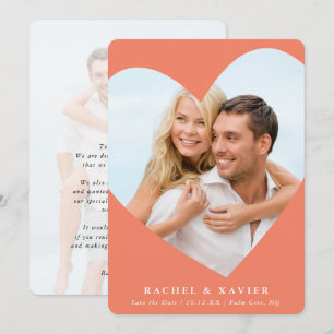 Invitation SAVE THE DATE photo moderne mignonne cadre coeur p