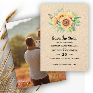 Invitation Save the date. Tournesols Mariage rustique Photo