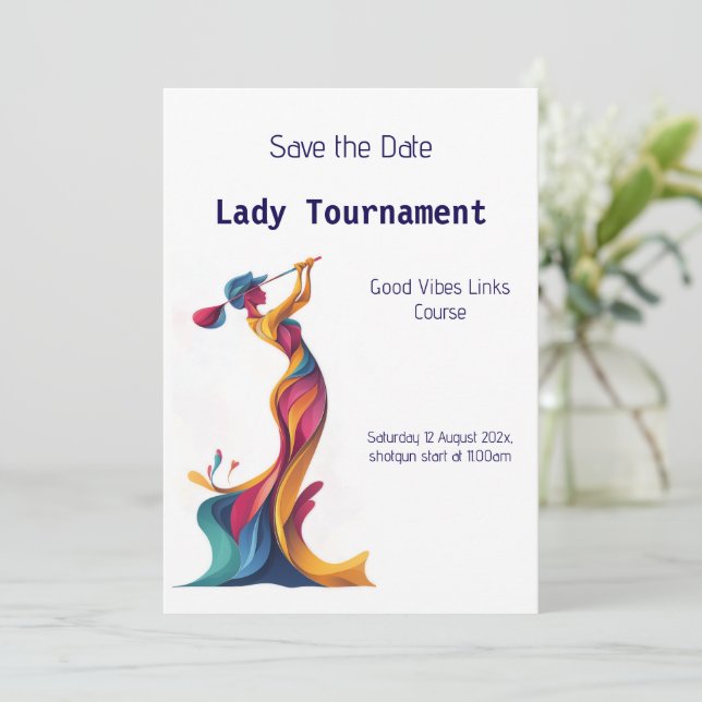 Invitation Save the Date Tournoi de golf féminine (Debout devant)