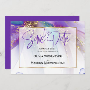 Invitation Save the date Turquoise Abstrait violet Abstrait