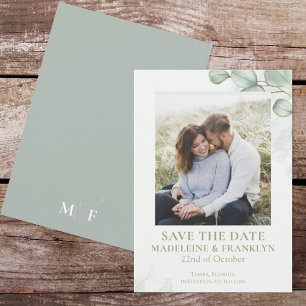 Invitation Save the Date Wedding Eucalyptus Watercolor Photo