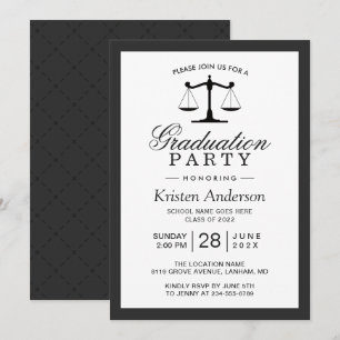 Invitation Scales de justice Droit Parti de la fin de l'école