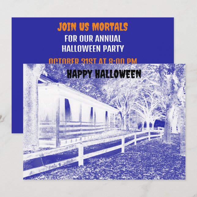 Invitation Scandale Blue Cabine Woods Halloween Party (Devant / Derrière)