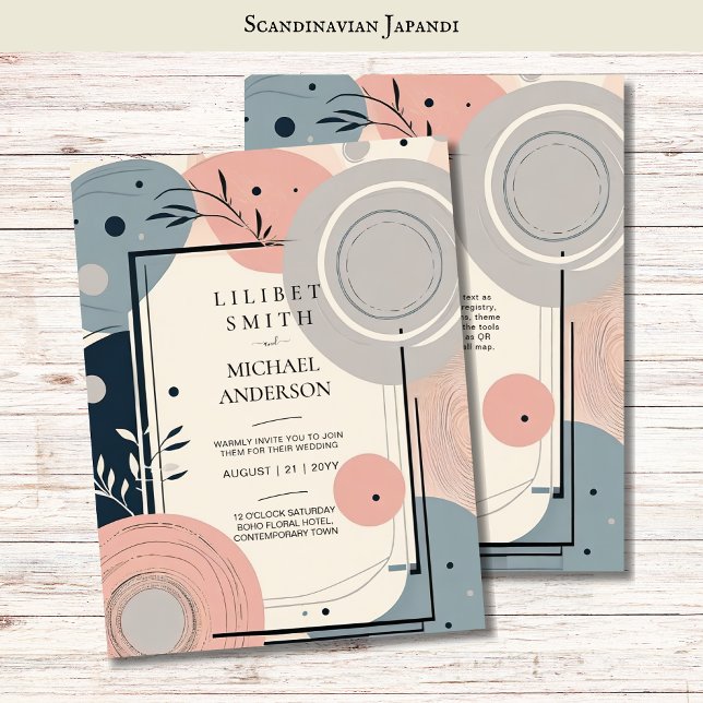 Invitation Scandinave Japandi Mariage thème Blush Blue (Créateur téléchargé)