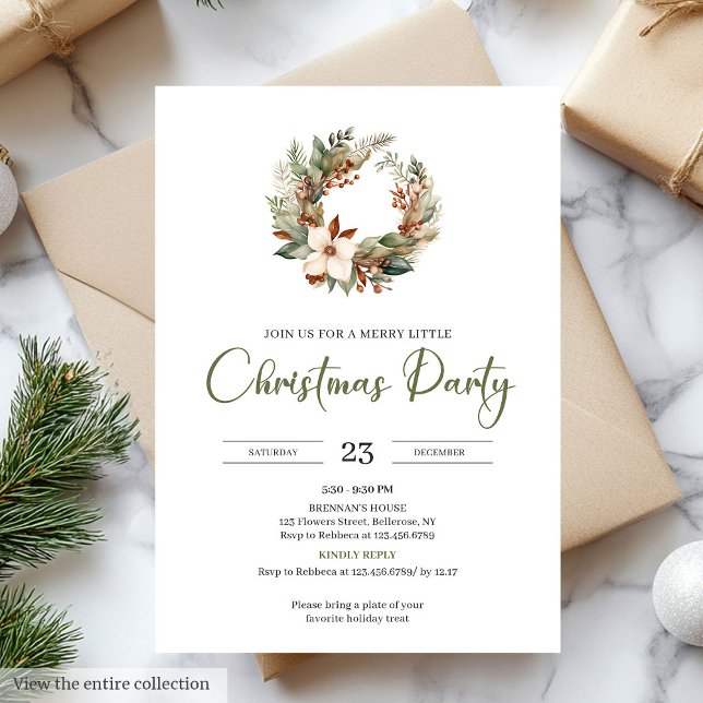 Invitation Scandinavian Earthy Olive Light Brown Christmas  (Scandinavian Earthy Olive Light Brown Christmas Party)