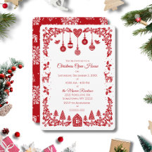 Scandinavian Nordic Red Folk Art Christmas 