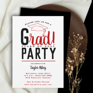 Invitation Scarlet et Black Graduation Party