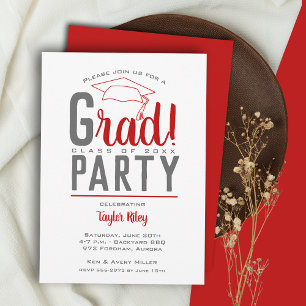 Invitation Scarlet et Grey Graduation Party