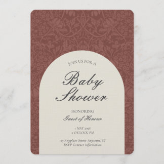 Invitation Scarlet Traditional Floral Arts and Crafts Shower