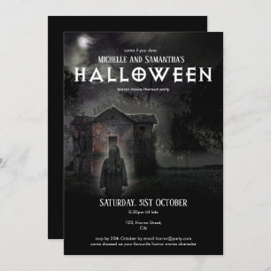 Invitation Scary Dark Moderne Haunted Maison Longue Cheveux F