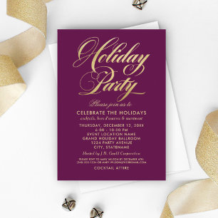 Invitation Scénario de fête de Noël en Bourgogne riche et Or