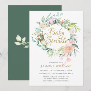 Invitation Scénario d'or Rose de Woodland pour bébés saupoudr