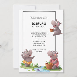Invitation Scène amusante d'hippopotame