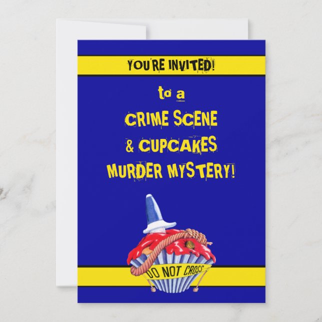 Invitation Scène criminelle Cupcake bleu Meurtre Mystère Invi (Devant)