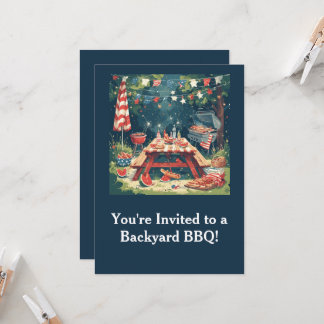 Invitation Scène de BBQ patriotique dans le jardin – Cookout 