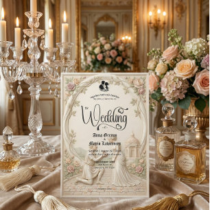 Invitation Scène de mariage de proposition de jardin régence