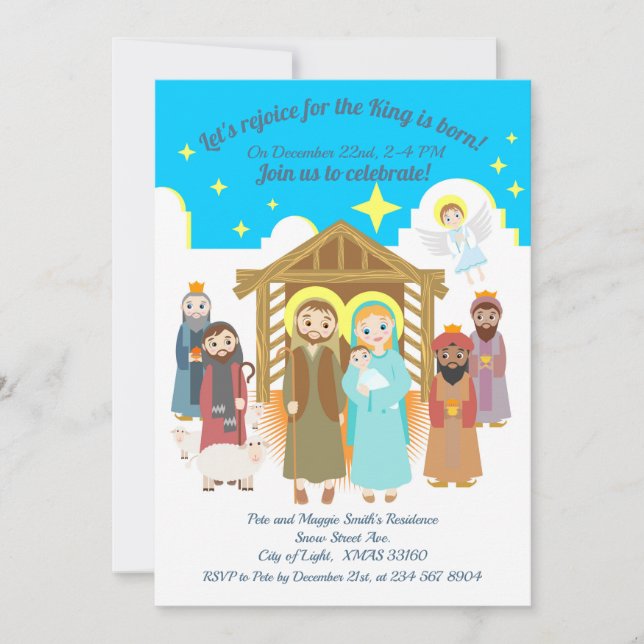 Invitation Scène de Nativité Fête de Noël (Devant)