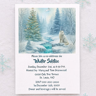 Invitation Scène de neige avec dîner du solstice d'hiver Rena