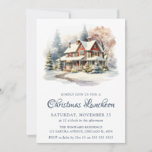 Invitation Scène de Noël de déjeuner d'hiver à l'aquarelle