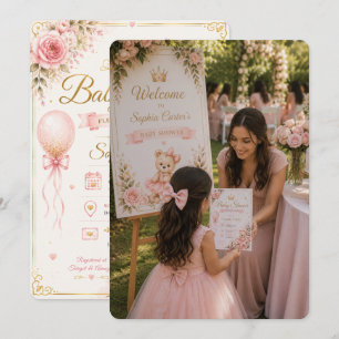 Invitation Scène de panneau de bienvenue pour Baby Shower Ros