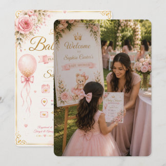 Invitation Scène de panneau de bienvenue pour Baby Shower Ros