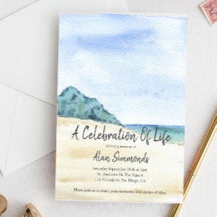 Invitation Scène de plage à l'aquarelle Célébration de la vie